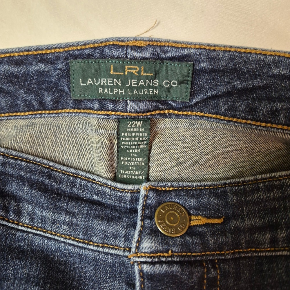 Lauren Ralph Lauren Jeans Co Womens 22W Dark Wash Blue Straight Leg Denim Jeans - Picture 3 of 4